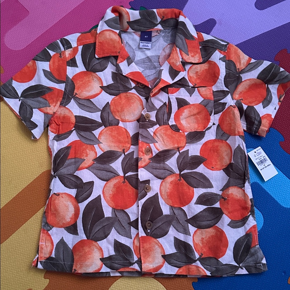 Old Navy Kids Orange and Brown Shirt